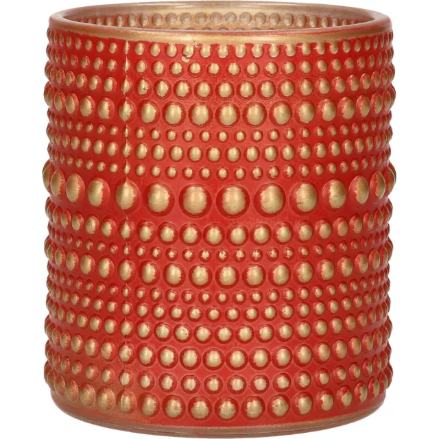 Countryfield Luxe theelichthouder - Aurora - glas - rood/goud - D7 x H8 cm