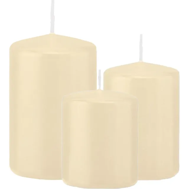 Trend Candles Stompkaarsen set 6x stuks creme wit 8-10-12 cm