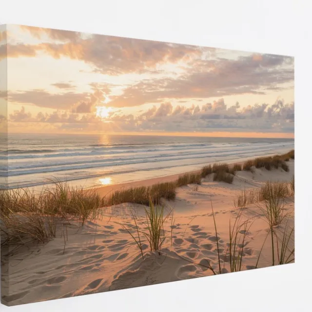 Saammp Canvas Schilderij - Strand En Zee - duinen - 120x80 - Foto op canvas - Wanddecoratie - muurdecoratie Woonkamer - Slaapkamer decoratie - Canvas Print Multicolor