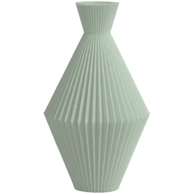 Layvo ARDEN Vaas - Salie - D15 x H25 cm - droogbloemen vaas - geometrische vaas - gerecycled plastic