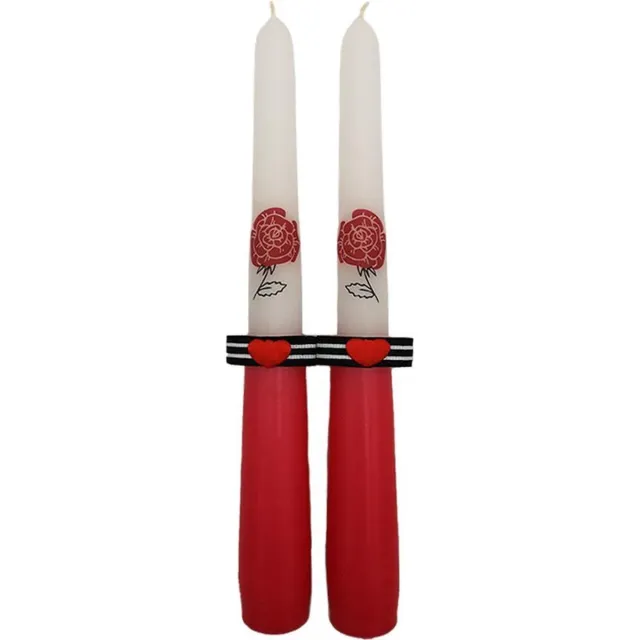 Van Licht Liefdes Cadeau Love Cadeau Kaarsen Romantische Rozen set van 2 stuks Wit/Rood