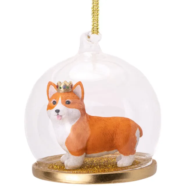 Corgi dome kerstbal - Sass & Belle beige