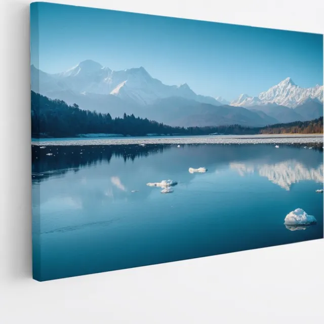 Saammp Canvas Schilderij - Koud Landschap - Natuur - 40x30 - Foto op canvas - Wanddecoratie - Muurdecoratie Woonkamer - Slaapkamer decoratie - Canvas Print Multicolor