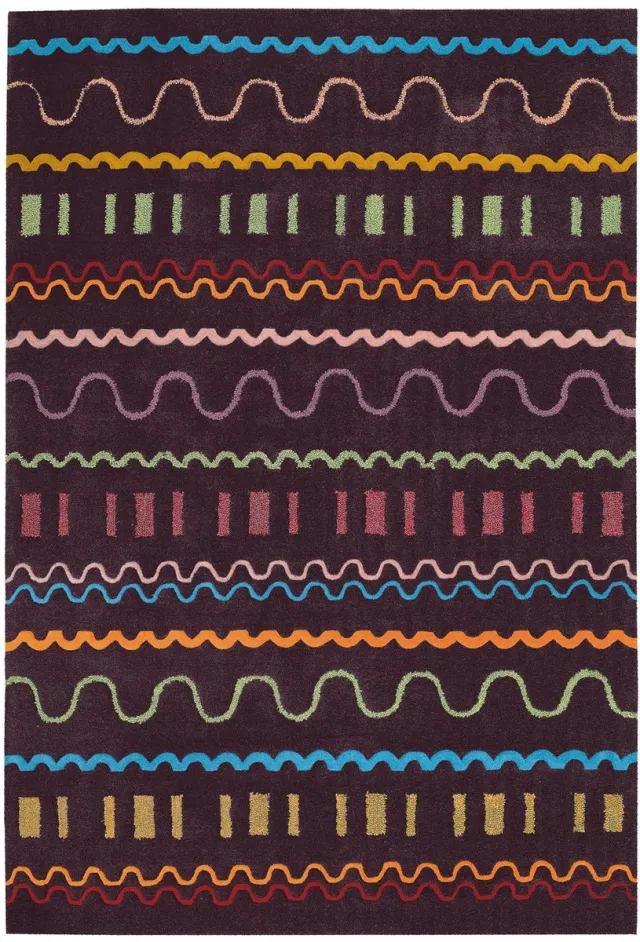 Padiro design laagpolig vloerkleed 140 x 200 cm - paars - modern geometrisch patroon - voor vloerverwarming - van modacryl, polyester en katoen