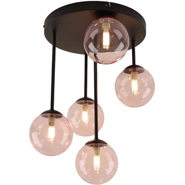 Olucia STACY - Plafondlamp - Transparant / Zwart - Vorm: Rond