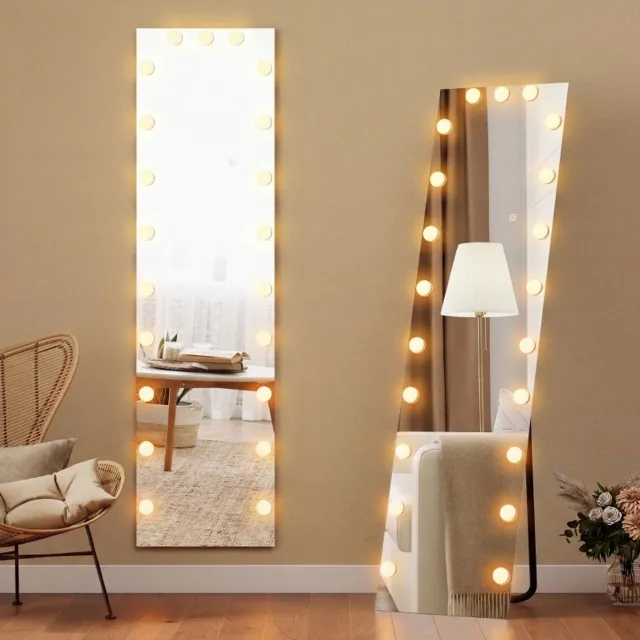 STILVORA Spiegel Rgb Led Staande Spiegel 150 X 40 Cm Met 21 Lampen Gehard Glas Aluminium Transparant Met Touch Schakelaar En Geheugenfunctie Transparent