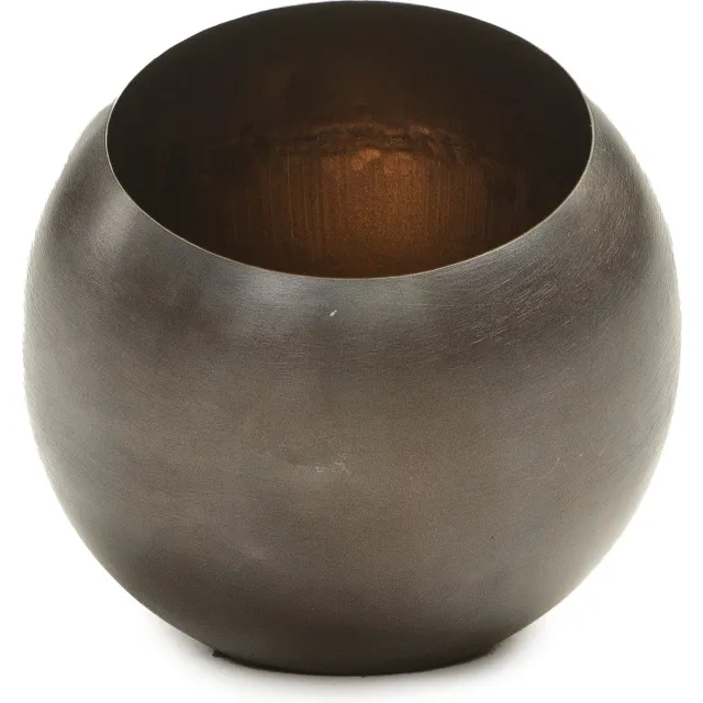 STILL Theelichthouder - Waxinelichthouder - Egg - Bol - Ijzer - Brons - 15x15 cm