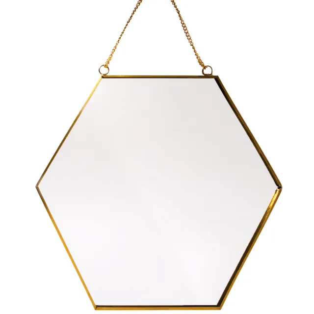 QUVIO Spiegel - 0,3 x 24 x 21 cm - Incl. ketting Goud