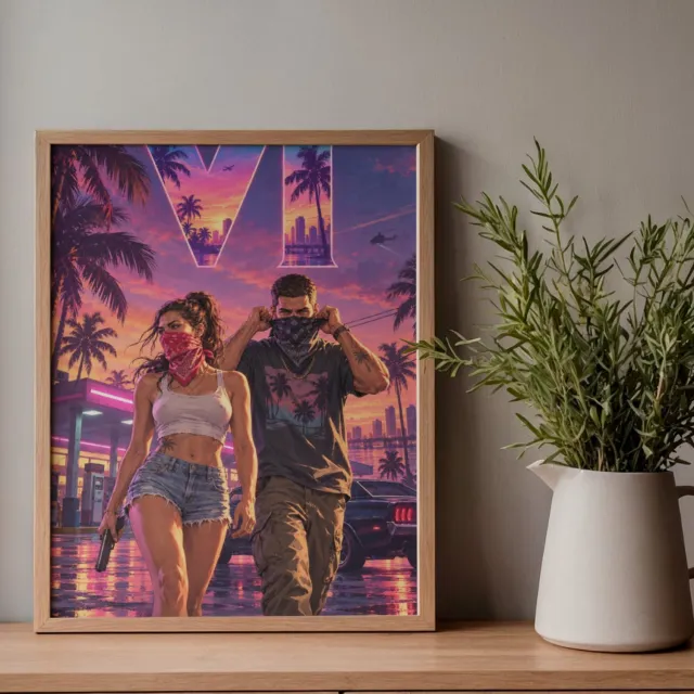 Holland Rose Art Poster Grand Theft Auto VI (GTA 6) - PS5 - Gaming wallart- Wanddecoratie - 60x42cm - A2 - Hoogwaardig glans - Geschikt om in te lijsten - Cadeau | Kerst Art GTA 6