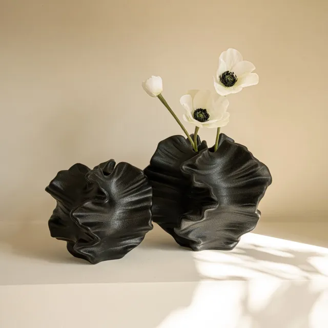 Indore Home Coral vaas set - Vaas keramiek - Decoratieve accessoires - Zwart