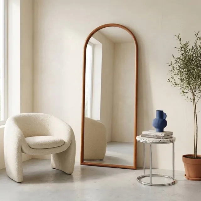 sweeek Spiegel met boogvorm van grenenhout 60 x 160cm- sweeek Bruin