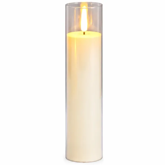 SWGOTA led kaarsen - ivoorkleurige kaarslamp van 5,5 x 20 cm met transparante kap, op batterijen, voor bruiloften en feestdagen