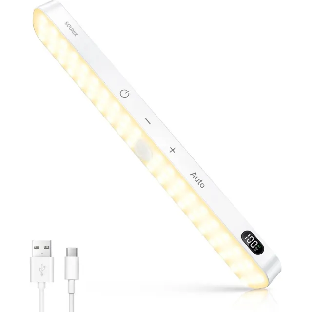 Sounix LED Verlichting met Bewegingssensor - LED Kastverlichting - 60 LED - Dimbaar - Warm wit licht - USB Oplaadbare Led-Strip - 1 stuk - Wit