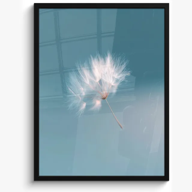 FrameYourWall Poster in lijst - Fotolijst 50x70 cm - Posters - Paardenbloempluisje - Blauw - Lucht - Posterlijst zwart - Decoratie - Wanddecoratie woonkamer - Muurdecoratie slaapkamer