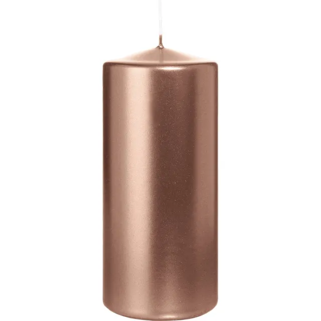 Wiedemann Cilinderkaars/stompkaars - metallic rosé goud - 15 x 7 cm - 63 branduren - zuilkaarsen Rose goud