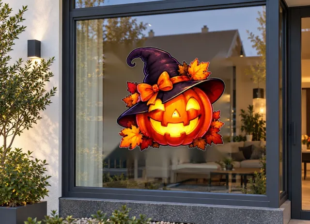 De Stickerman Halloween Raamsticker 75cm Breed Herbruikbaar Weerbestendig (CV12) Multi