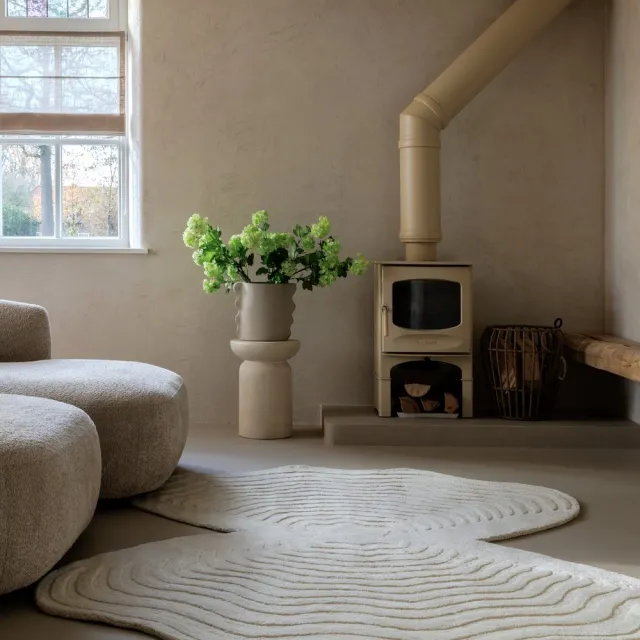 Nordic Weavers Organisch design vloerkleed - Balans Oyster ivoor 200x210