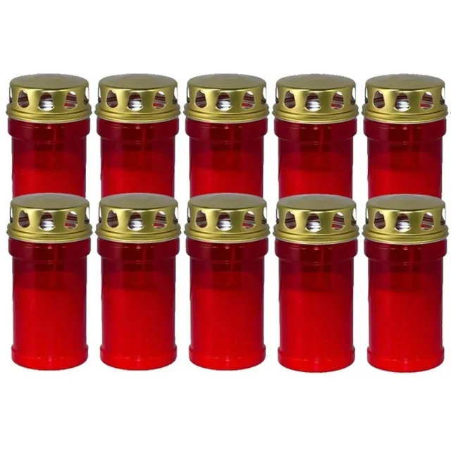 Trend Candles grafkaars - 10x - gedenklicht met deksel - rood - 7 x 14 cm - 2,5 dag - Gedenkkaars - Graflicht/herdenkingslicht