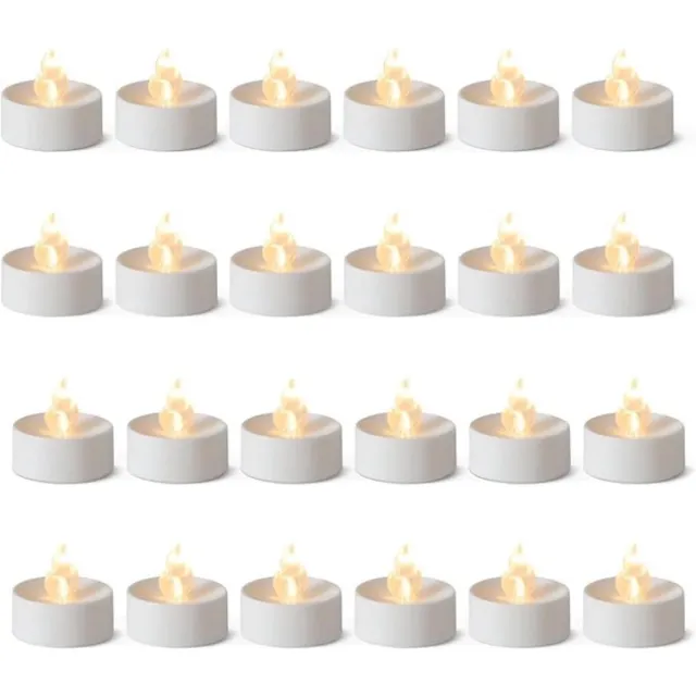 GelldG LED Teelichter - LED Kaarsen - Veilige Vlamloze Sfeerverlichting - Inclusief Geschikt voorgeïnstalleerde Batterijen - Set van 24 Stuks - Geschikt voor Feestdagen en Dagelijks Gebruik - Wit Warm
