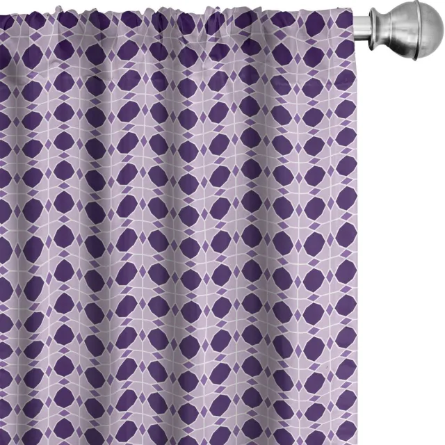 ABAKUHAUS Voorhangen – Geometrische Gingham – 2x75x245 cm – Donkerpaars Donker Paars Mauve