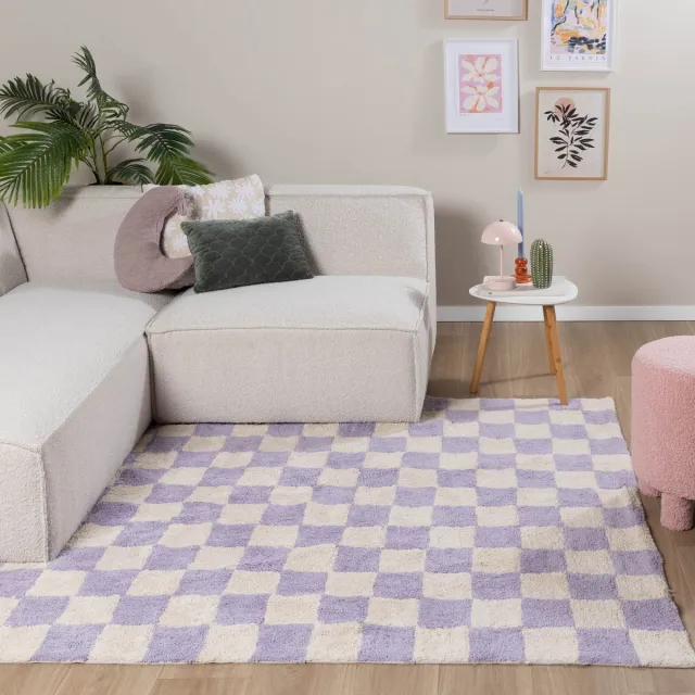 Fraai Retro vloerkleed - Gambit Lila/Wit - 230x330cm Paars