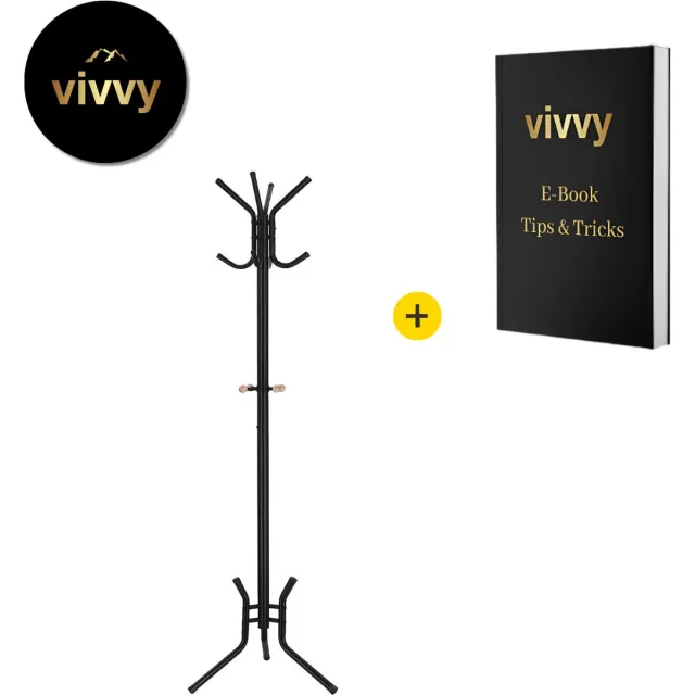 Vivvy Dressboy - Dressboy Kledingstandaard Multifunctioneel - Dressboy Zwart Met 4 Haken – Kapstok Staand Industrieel Stevig– 49*49*176 Cm – Modern Design