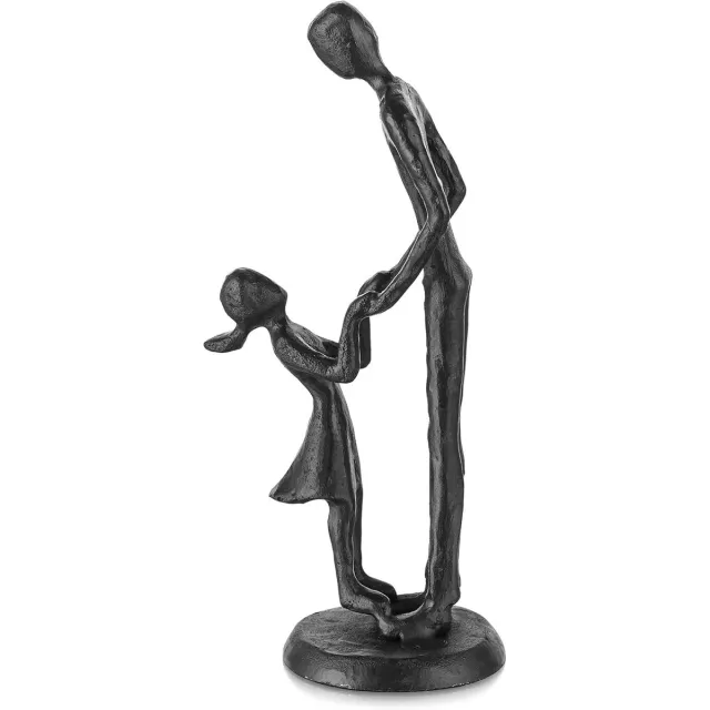 JeiibrZui Vader Dochter Cadeau - Ijzeren Sculptuur Dansend Paar - 19 Cm - 1 Stuk - Zwart Mat - Emotioneel Verjaardagscadeau Voor Vaderdag Kerst Nieuwe Papa
