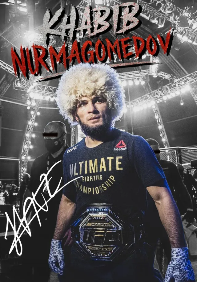 Poster Khabib Nurmagomedov Poster Ingelijst – 23x33cm met Zwarte Lijst – MMA Kampioen – Wanddecoratie voor Fans- MMA Fighter