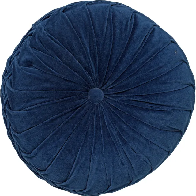 Dutch Decor KAJA - sierkussen Ø40 cm - rond - velvet - Insignia Blue - blauw Marineblauw