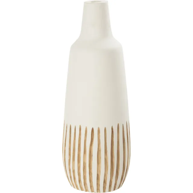 J-Line vaas Ying - hout - wit - large - 56 cm hoog