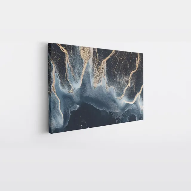 Saammp Canvas Schilderij - Marmer met goud - Abstract kunstwerk - 120x80 - Foto op canvas - Wanddecoratie - Muurdecoratie Woonkamer - Slaapkamer decoratie - Canvas Print Multicolor