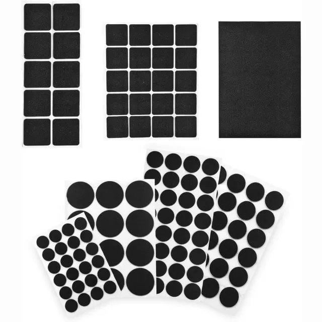 Cosensi 123 stuks meubelglijders - Zelfklevend - Viltglijders - 7 maten - Zwart - Stoelkussens - Meubelbescherming