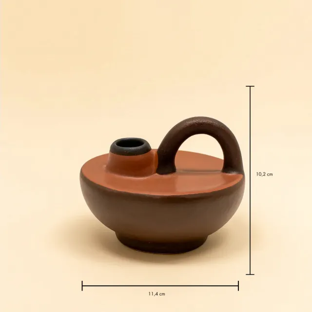 everdesistudio Loop Keramische Kaarsenhouder Small - H11cm - Ever Desi Studio Bruin
