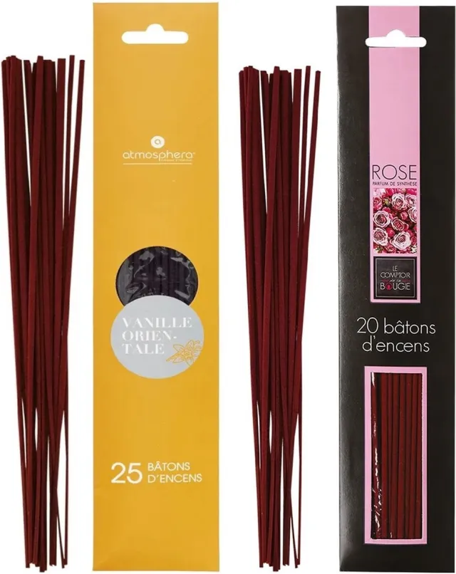Atmosphera Wierook stokjes - set van 2 geuren - Vanille en Rozen - 25 cm - Ontspanning Lichtroze