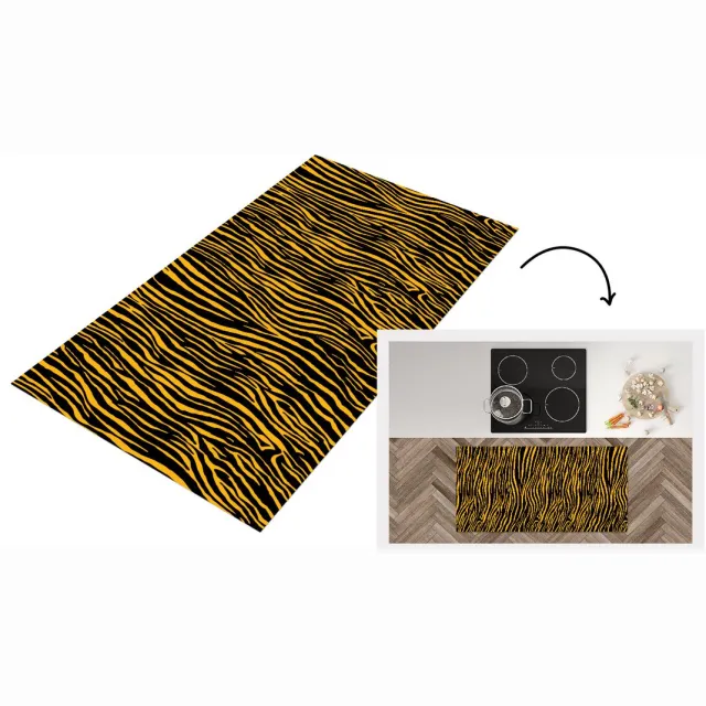KitchenYeah Keukenloper - Loper keuken - Dierenprint - Tijger - Oranje - 120x60 cm - Keukenloper vinyl Multicolor
