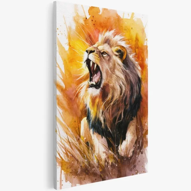 Saammp Canvas Schilderij - Abstracte Leeuw - Natuur - Dieren - 50x70 - Foto op canvas - Wanddecoratie - Muurdecoratie Woonkamer - Slaapkamer decoratie - Canvas Print Multicolor