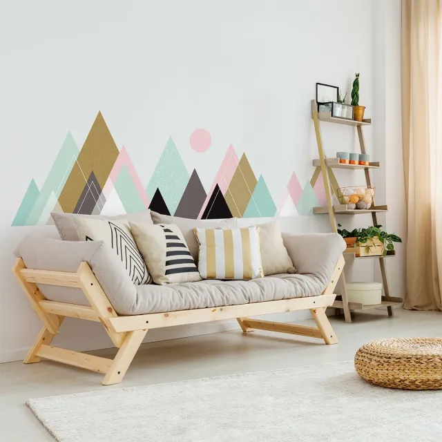 Ambiance Sticker Muurstickers - Decoratie voor slaapkamer/woonkamer - Gigantische muursticker van de Scandinavische bergen, Ardennen - 120x180cm Multi color