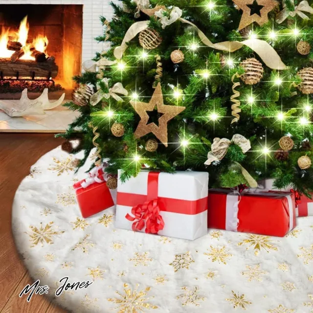 Mrs. Jones Kerstboomrokken - Kerstboom Rokken - Wit Pluche Vakantie Boom Ornamenten voor Kerstmis . multi-color