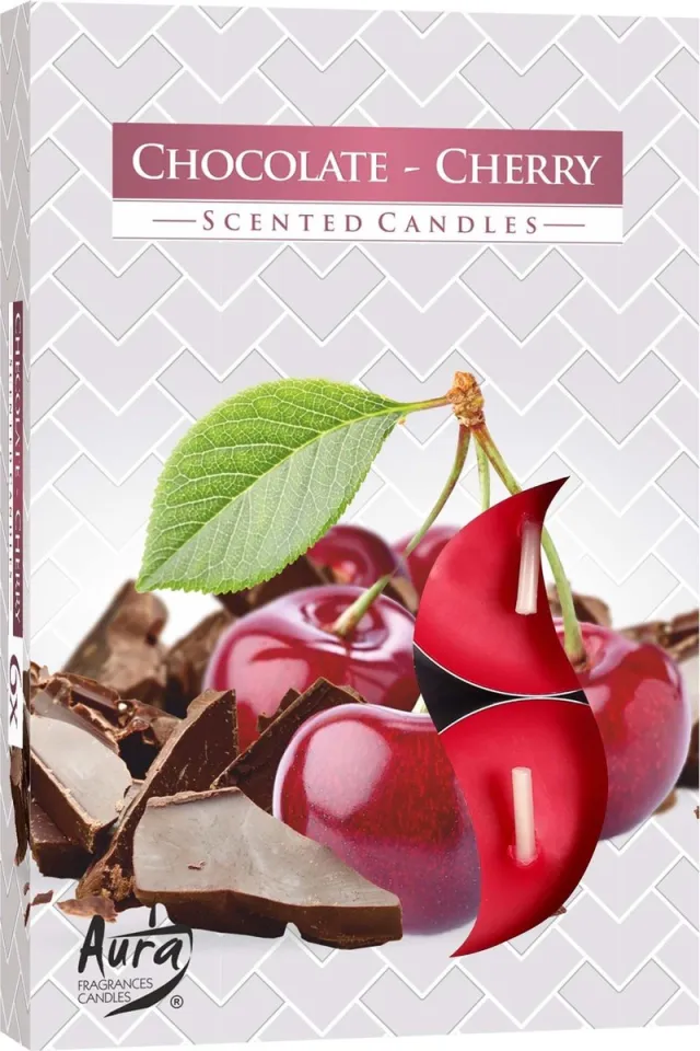aura Geur Theelichtjes Chocolade & Kersen 6 stuks Rood