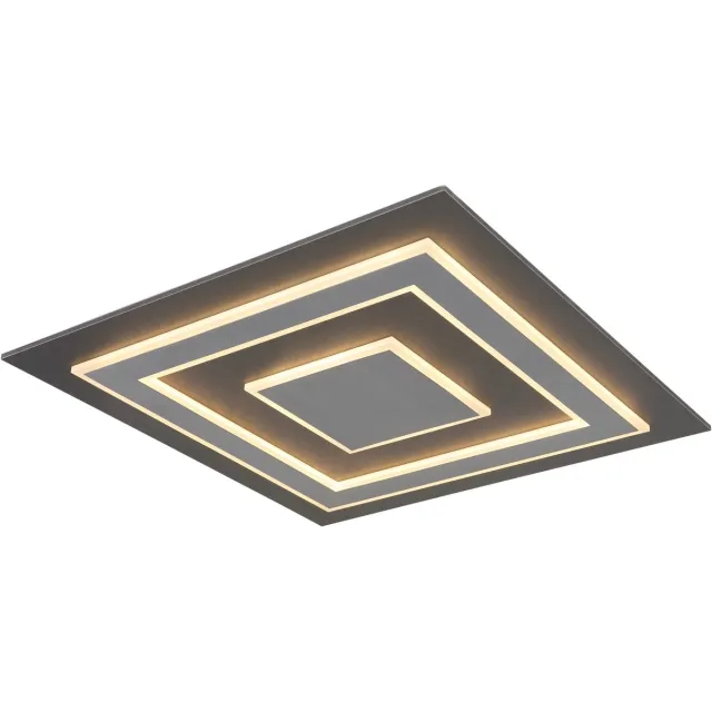 Globo LED plafondlamp Woonkamerlamp Plafondlamp Paneel structuur, MDF kunststof metaal, 50W 1900lm warm wit, LxBxH 60x60x4,6 cm Grijs