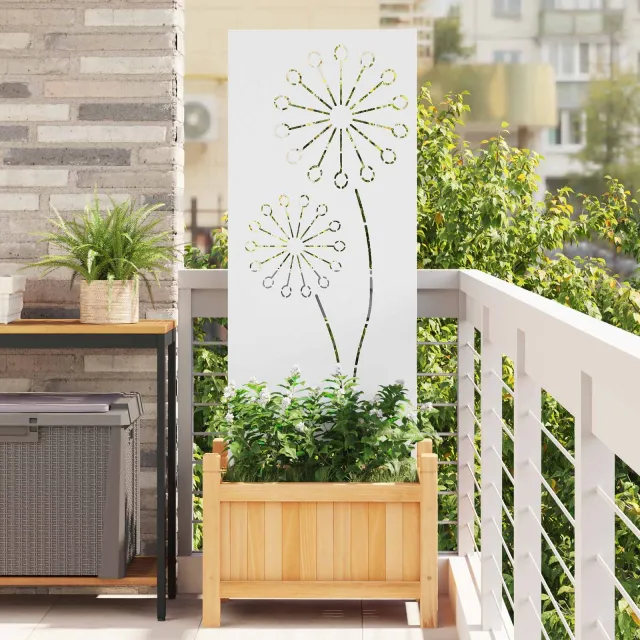 vidaXL Tuin Privacy Screen Fretwerk Wit 50 x 140 cm Koudgewalst staal