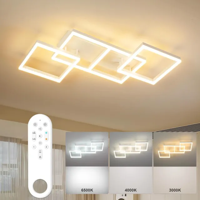 ANTENLICHT LED Plafondlamp - 3 LED Plafondlampen - LED Plafonniere - Dimbaar 3 staps - Met Afstandsbediening - 3000K-6500K - 7200LM - 75W - Wit