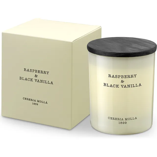 Cereria Mollà 1899 geurkaars 230 gram 50u Raspberry & Black Vanilla sojawas ivoor