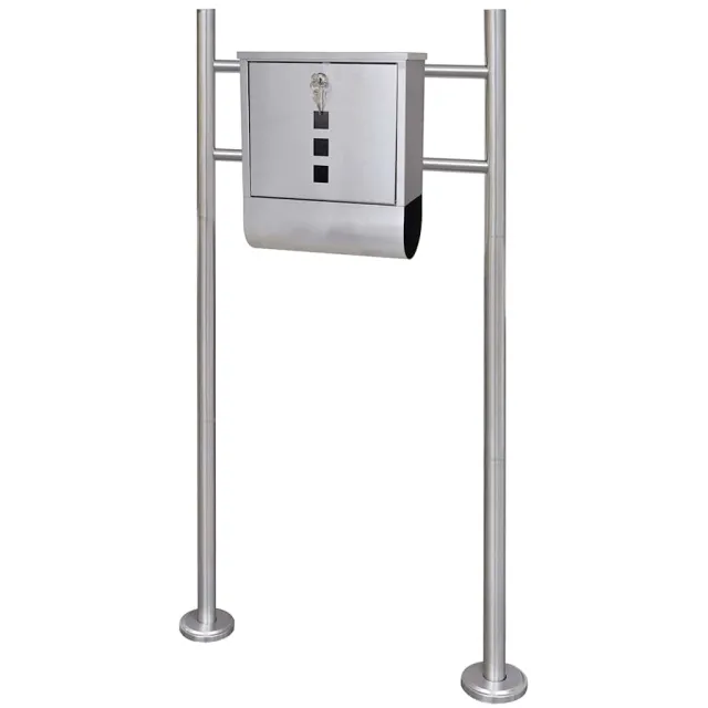 vidaXL Brievenbus op RVS standaard Zilver