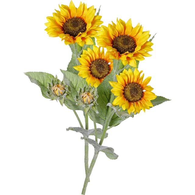 Top Art Topart Kunstbloem Zonnebloem tak - 2x - 86 cm - geel - kunst zijdebloem - decoratie bloemen