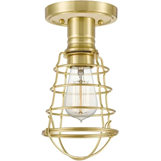 Quoizel LED Plafondlamp Mixon | 1X E27 Max 60W | Dimbaar | Brushed Brass Geen