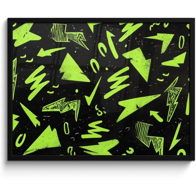 FrameYourWall Poster in lijst - Fotolijst 70x50 cm - Posters - Gaming - Vormen - Pijlen - Abstract - Zwart - Posterlijst zwart - Decoratie - Wanddecoratie woonkamer - Muurdecoratie slaapkamer