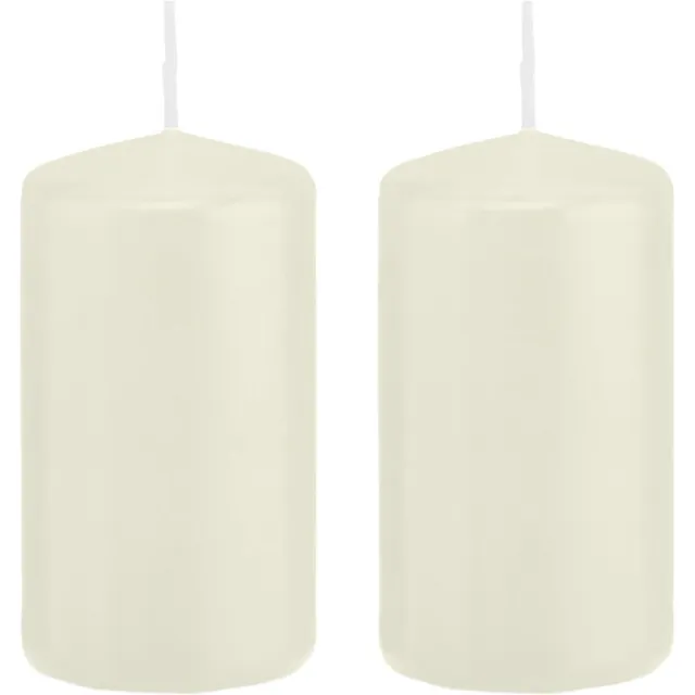 Trend Candles Cilinderkaars/stompkaars - 2x - ivoorwit - 6 x 12 cm - 40 branduren - met brandvertragende folie