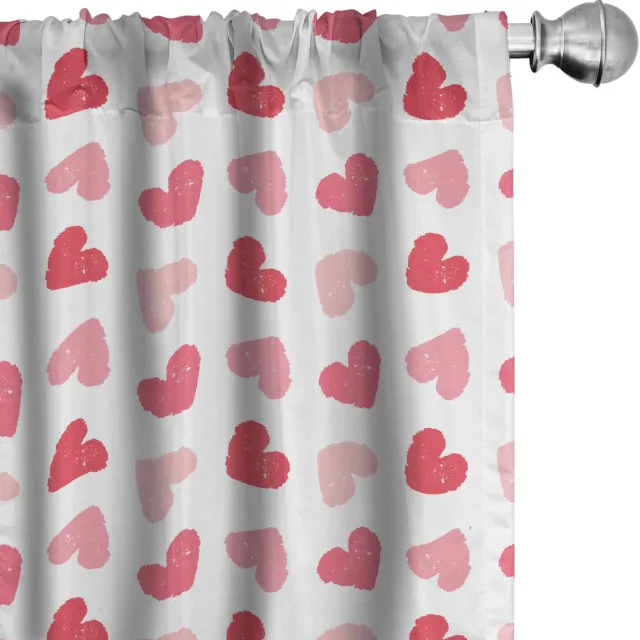 ABAKUHAUS Hartjes gordijnen – 2-delige set 75x245 cm – Blush pastelroze – microvezel Blush Pastellroze