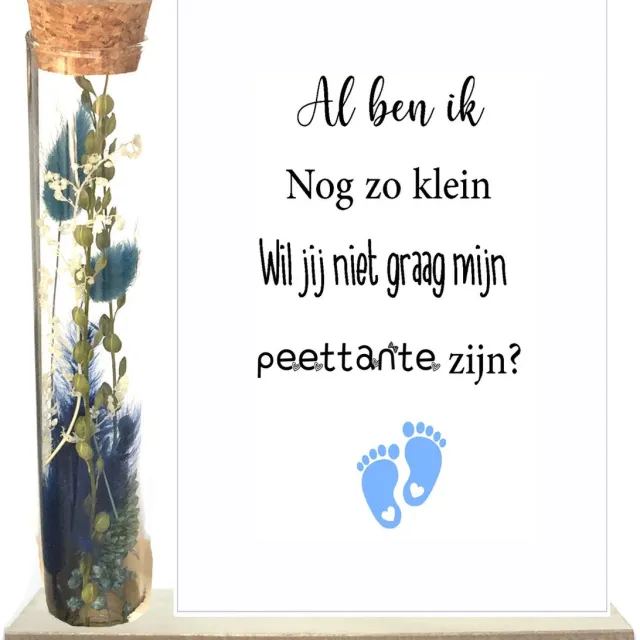 Stars 4 you Droogbloemen in buisje | PEETTANTE | blauw | al ben ik nog zo klein | peettante vragen | peettante worden | meter vragen | meter worden